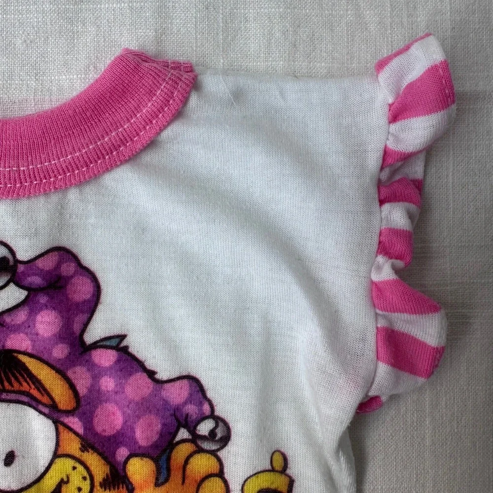 Vintage 80s Garfield Doll Shirt Bates-Jama Pink Ruffle Jester Toy Clothes 70s